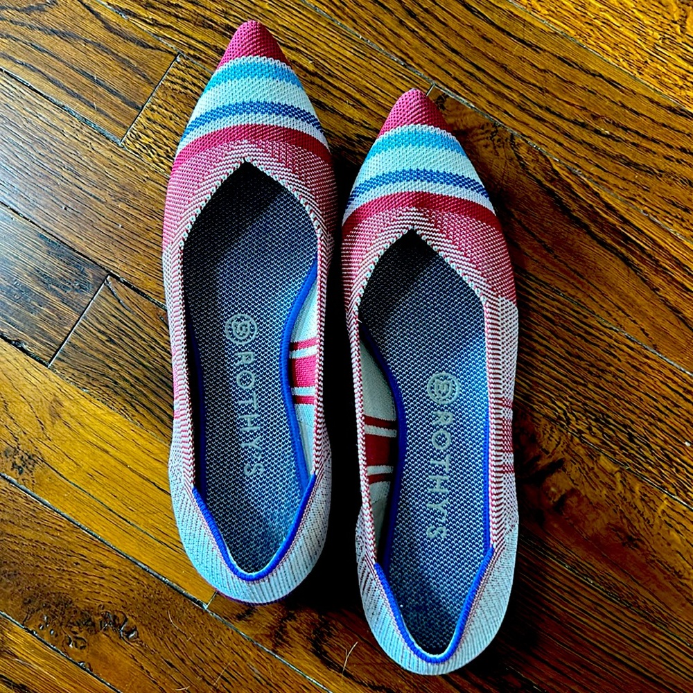 Rothy’s The Point size 9 red, blue, white striped